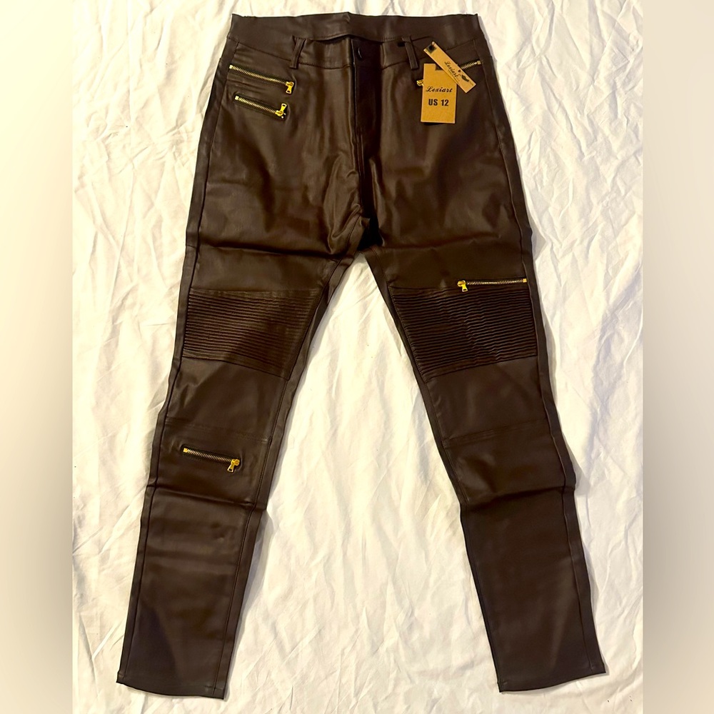 NWT Lexiart Brown Faux Leather Stretch Leg…